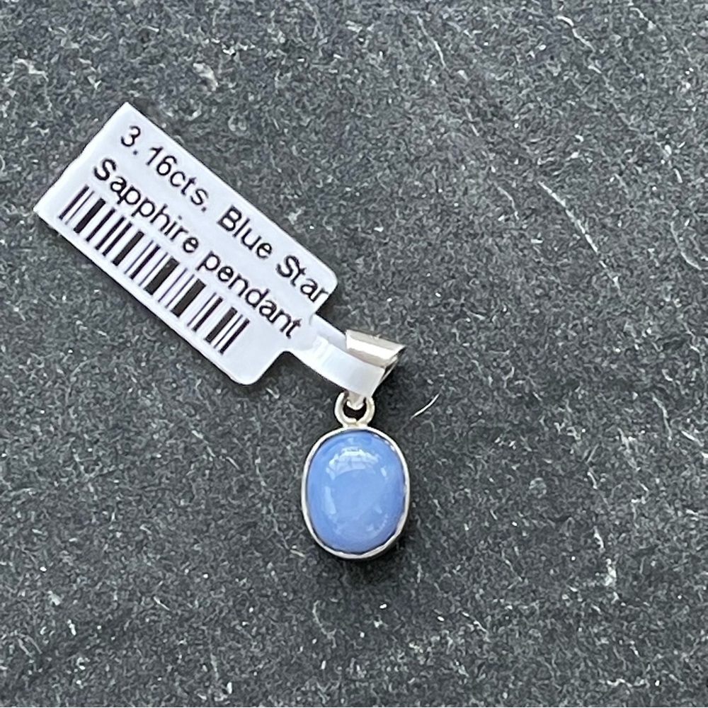 Elegant Sterling Silver 925 Blue Star Sapphire Pendant - Picture 4 of 11